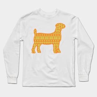 Show Goat with Orange & Green Southwest Aztec Pattern Long Sleeve T-Shirt